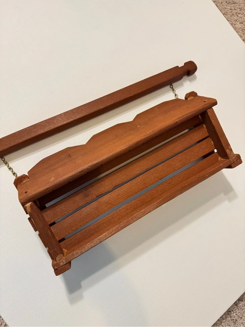 Handcrafted Vintage Wooden Doll Hanging Swing 11.5